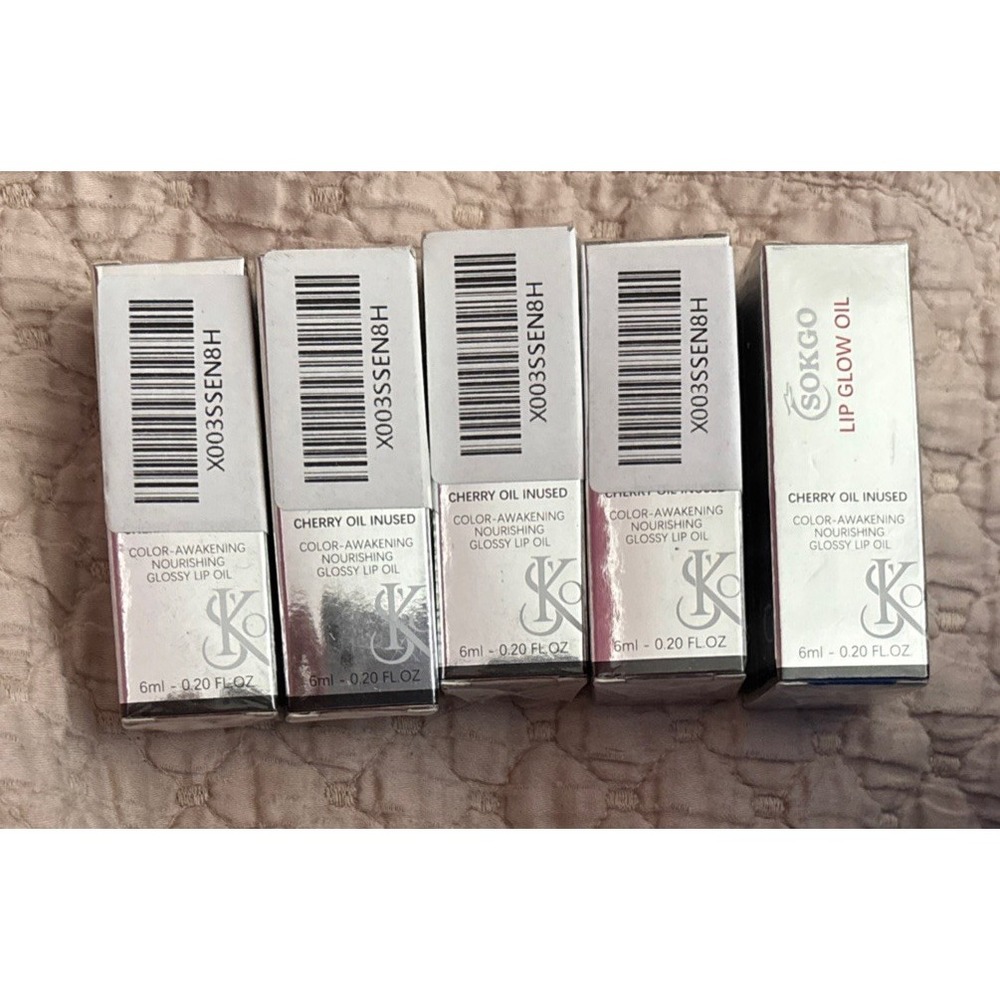 5 - Sokgo Lip Glow Oil  - 015 Cherry  - .20oz Each - Expires 8-23-2027